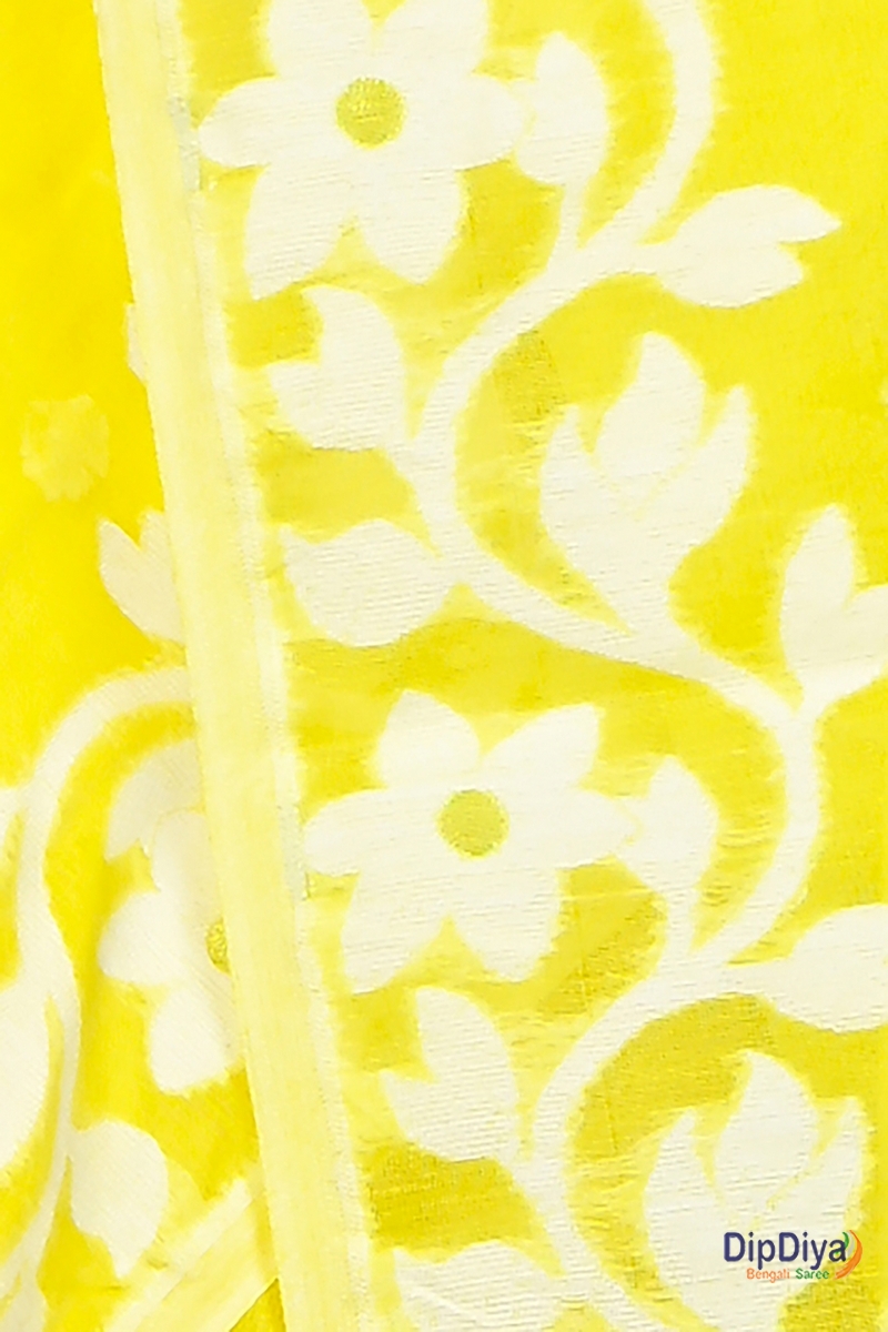 Yellow Cotton Blended Parinit Jamdani Saree (346)